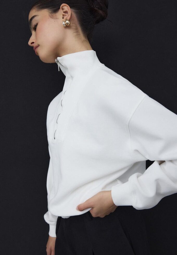 Sweat à col montant avec fermeture éclair Sweat à col montant avec fermeture éclair