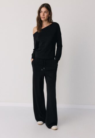 Sweat-shirt à épaules dénudées au toucher doux Sweat-shirt à épaules dénudées au toucher doux