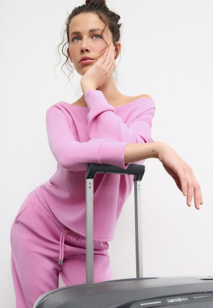 Sweat-shirt à épaules dénudées au toucher doux Sweat-shirt à épaules dénudées au toucher doux