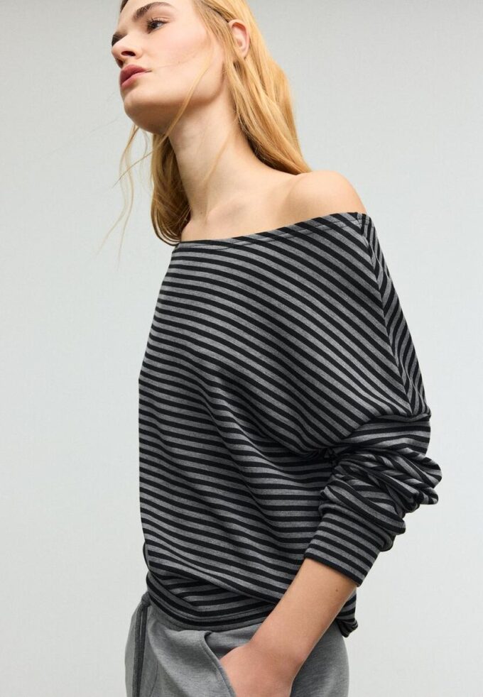 Sweat-shirt à épaules dénudées au toucher doux Sweat-shirt à épaules dénudées au toucher doux