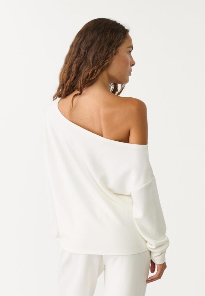 Sweat-shirt à épaules dénudées au toucher doux Sweat-shirt à épaules dénudées au toucher doux