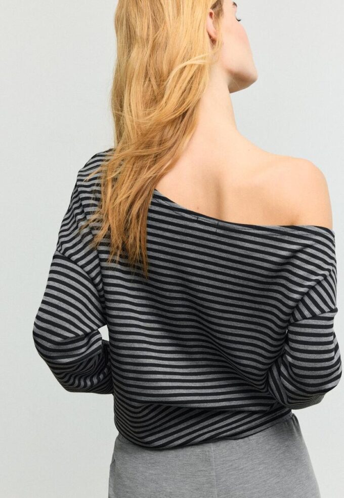 Sweat-shirt à épaules dénudées au toucher doux Sweat-shirt à épaules dénudées au toucher doux