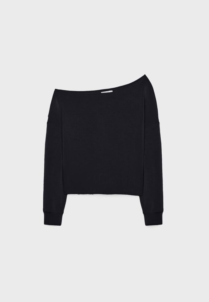 Sweat-shirt à épaules dénudées au toucher doux