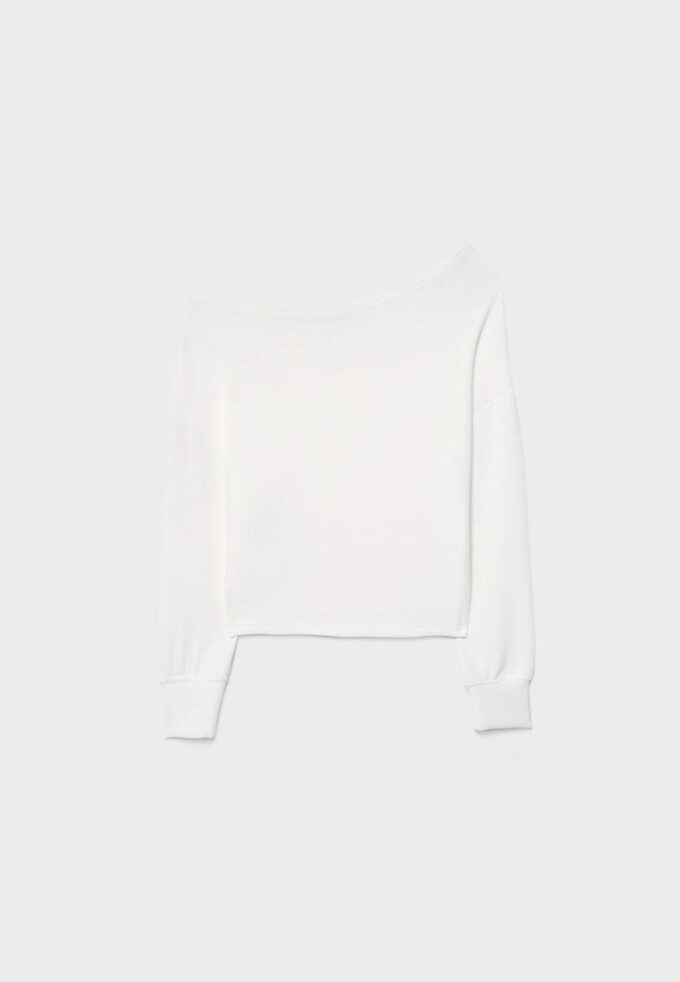 Sweat-shirt à épaules dénudées au toucher doux Sweat-shirt à épaules dénudées au toucher doux