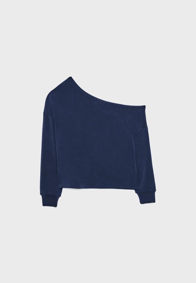 Sweat-shirt à épaules dénudées au toucher doux