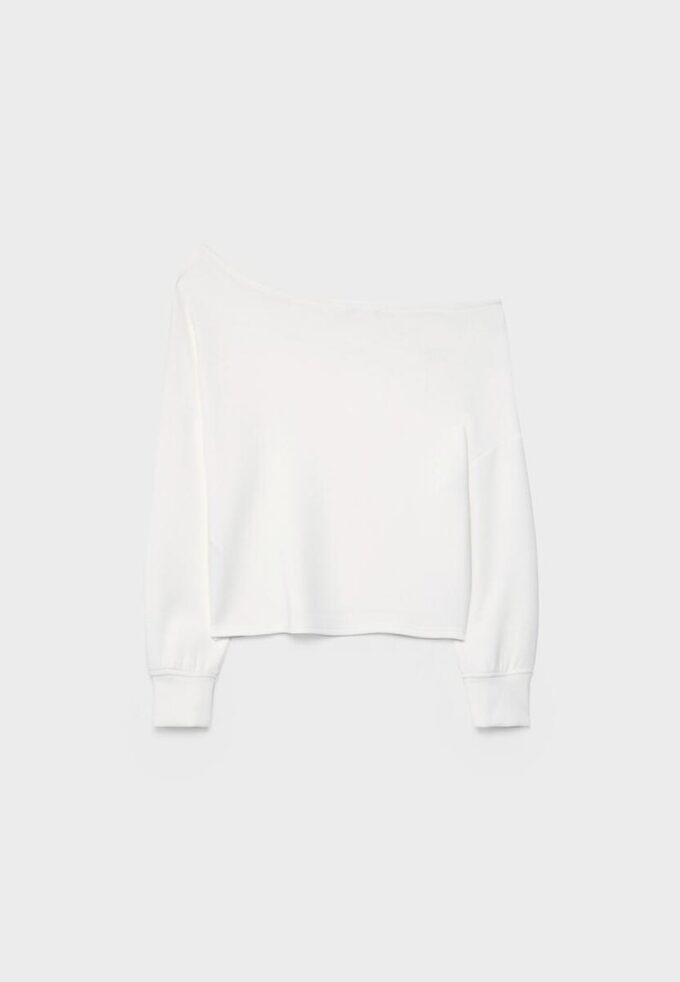 Sweat-shirt à épaules dénudées au toucher doux Sweat-shirt à épaules dénudées au toucher doux