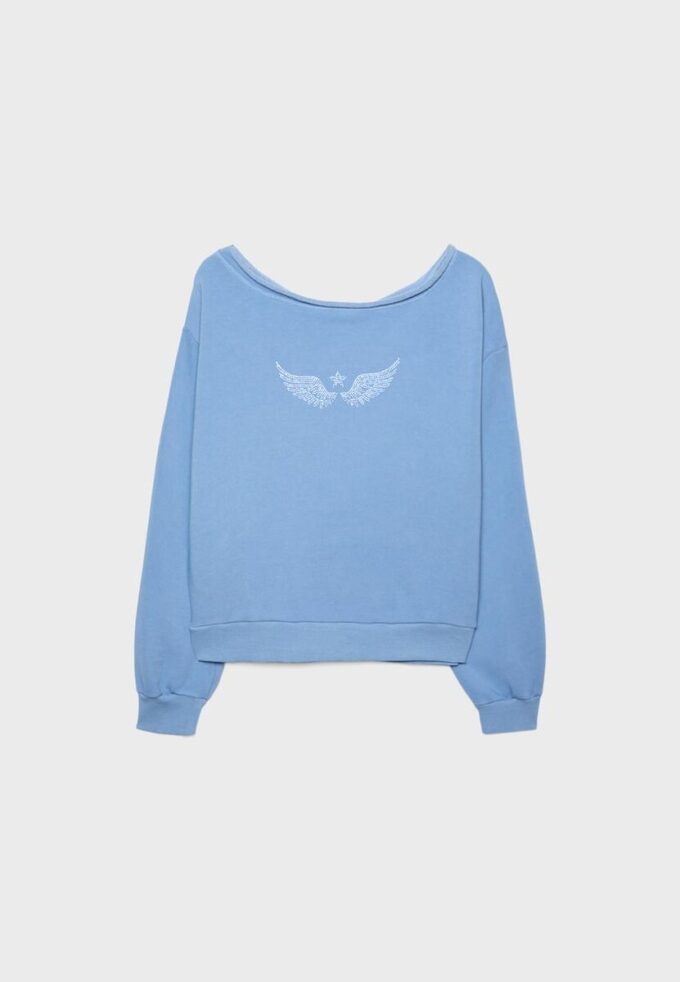 Sweats à col bateau avec ailes en strass