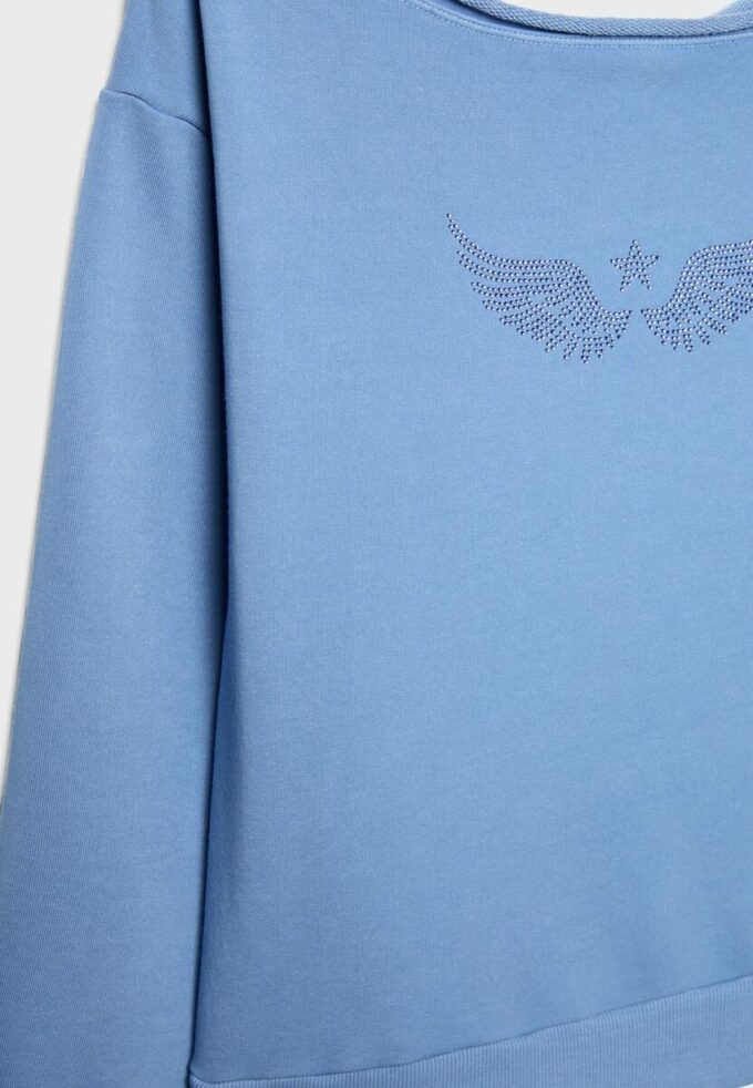 Sweats à col bateau avec ailes en strass