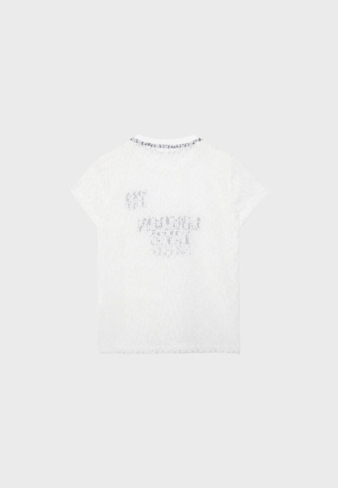 T-shirt ajusté avec dentelle et motif graphique