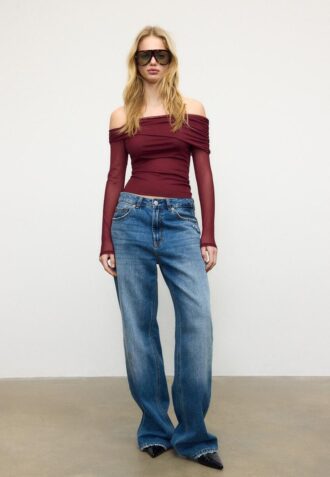 T-shirt asymétrique en tulle