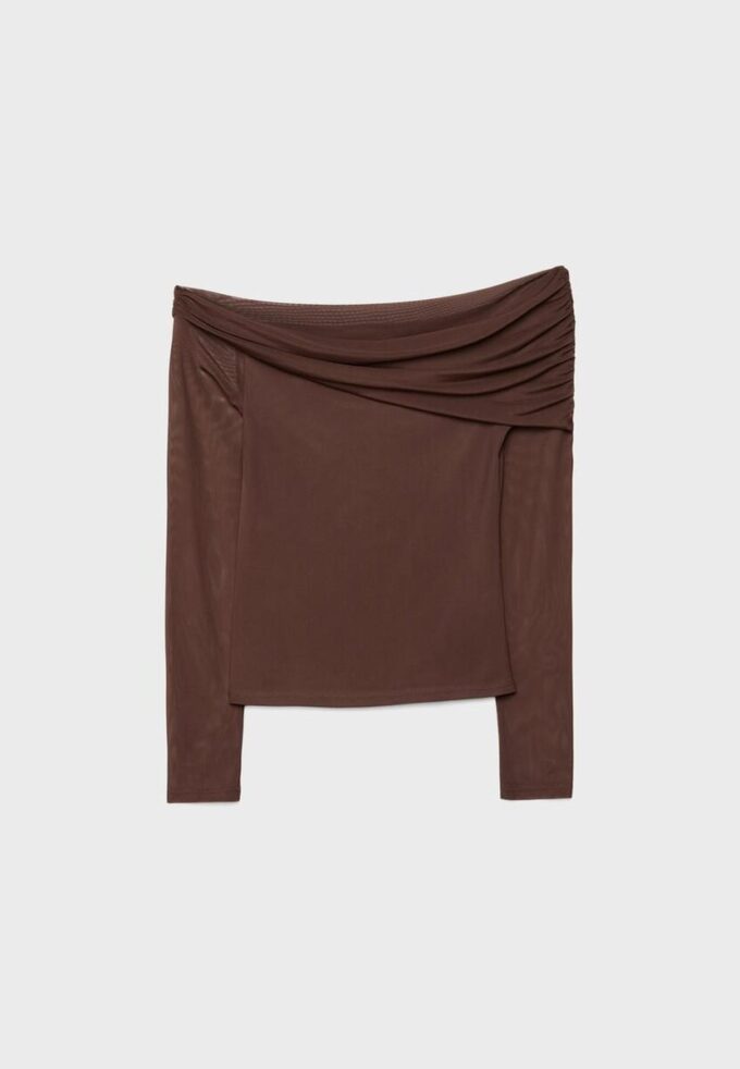 T-shirt asymétrique en tulle