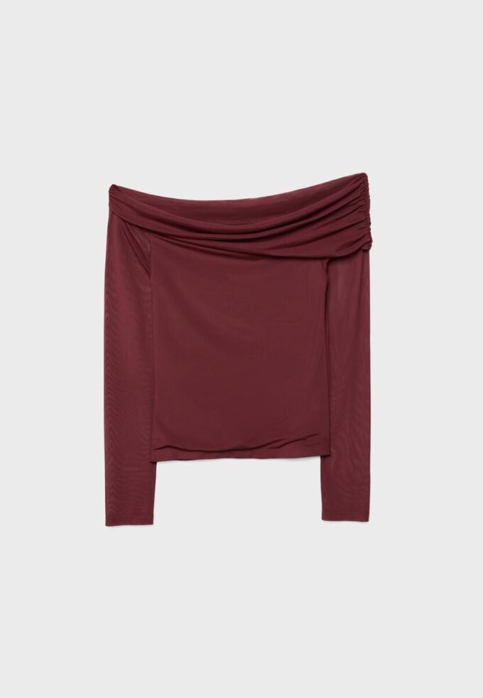 T-shirt asymétrique en tulle