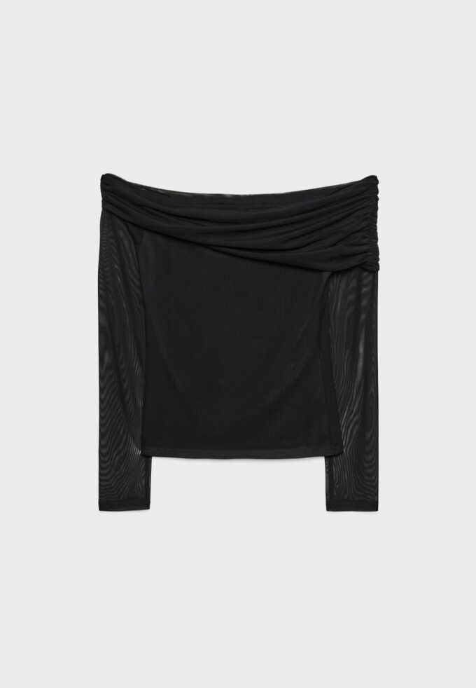 T-shirt asymétrique en tulle