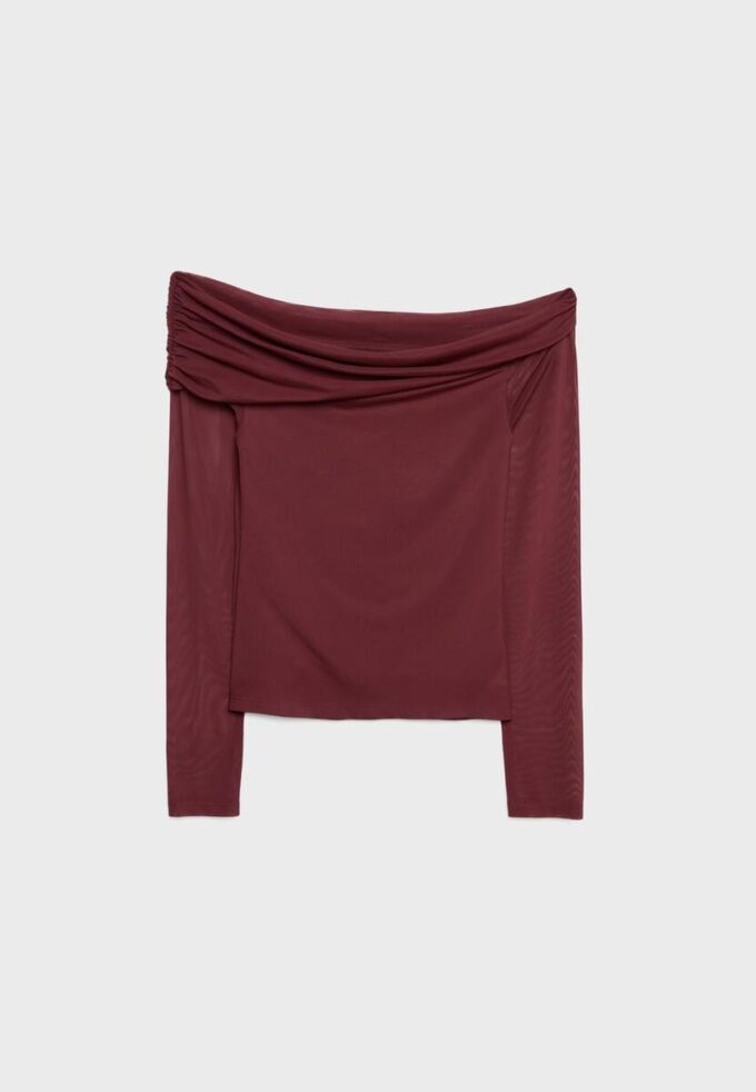 T-shirt asymétrique en tulle