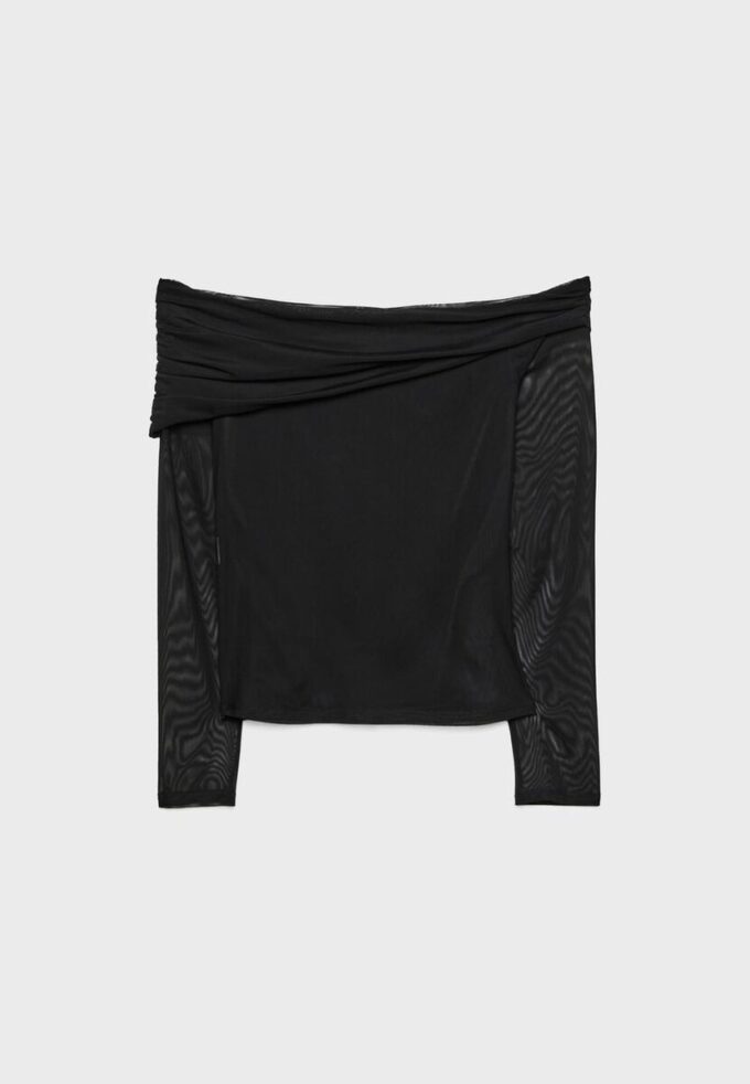 T-shirt asymétrique en tulle