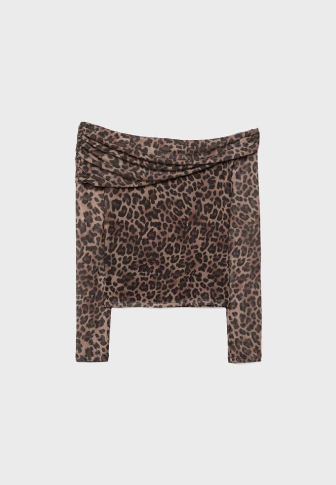 T-shirt asymétrique en tulle imprimé