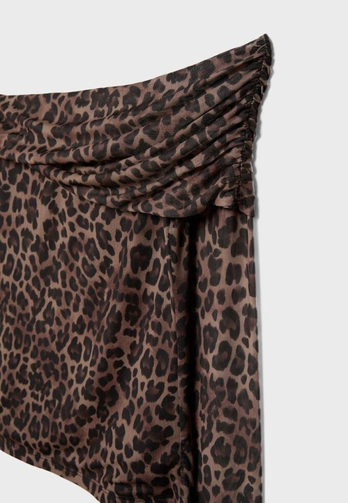 T-shirt asymétrique en tulle imprimé