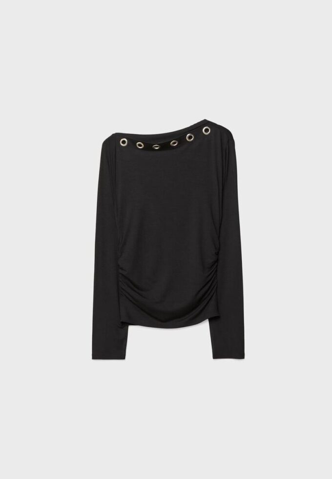 T-shirt asymétrique à œillets