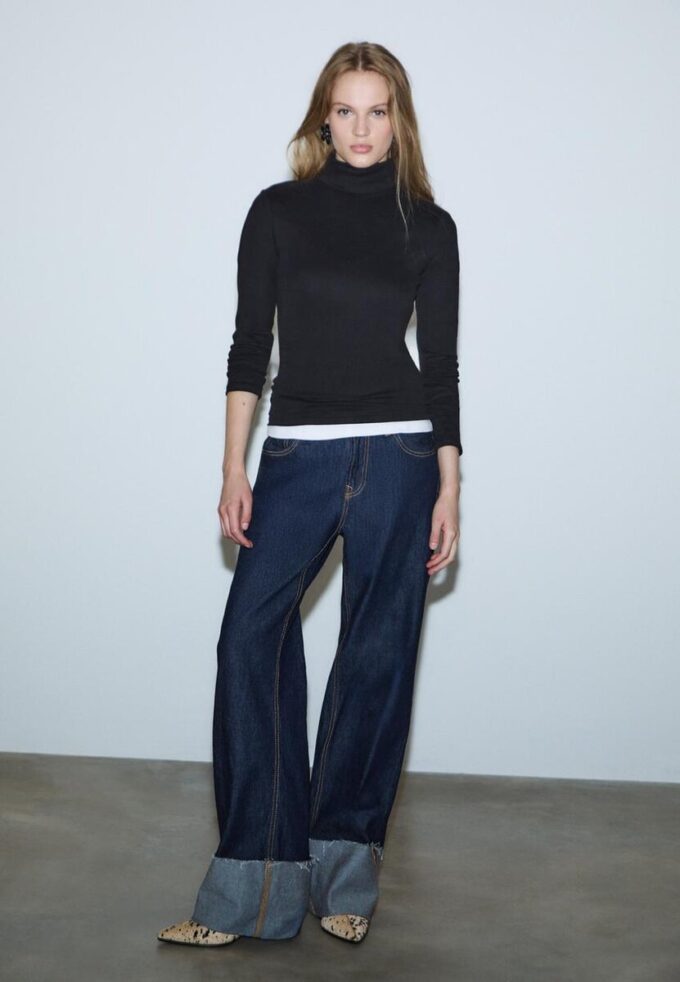 T-shirt basique à col montant