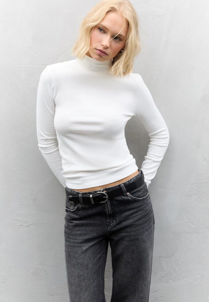 T-shirt basique à col montant