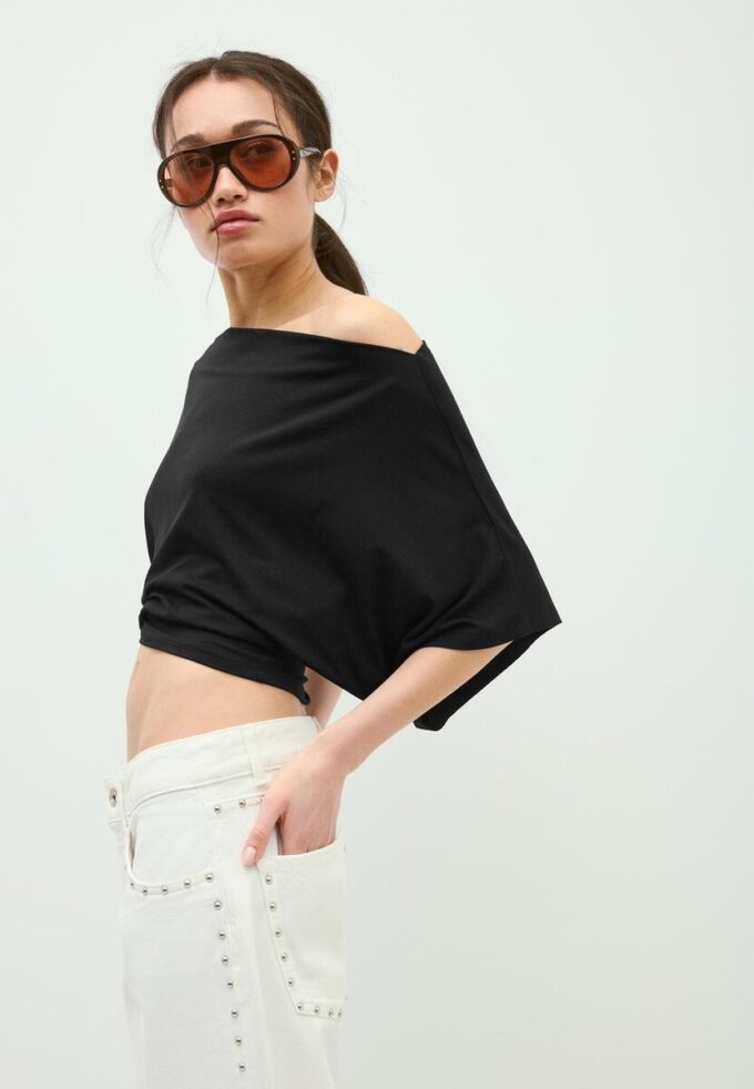 T-shirt basique à manches chauve-souris