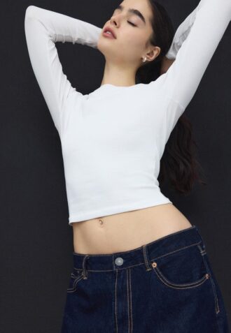 T-shirt basique à manches longues en coton