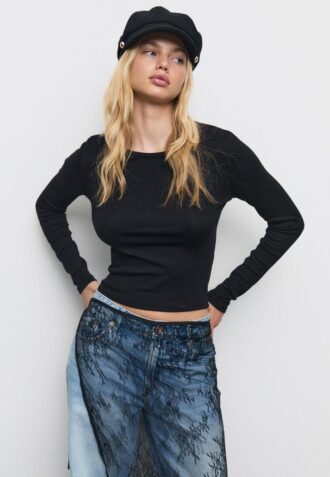 T-shirt basique à manches longues en coton