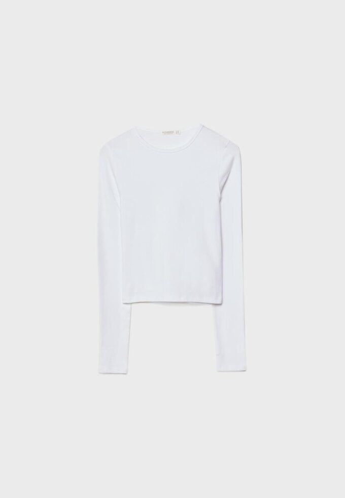 T-shirt basique à manches longues en coton T-shirt basique à manches longues en coton