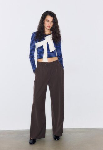 T-shirt basique à manches longues en coton rayé