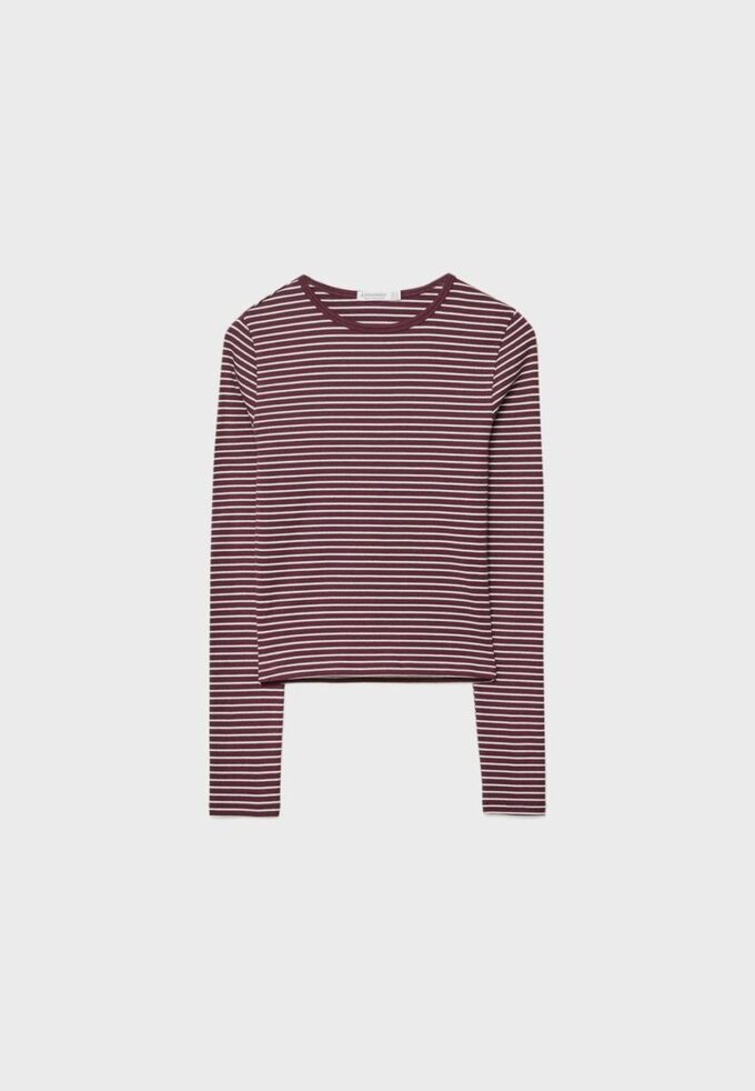 T-shirt basique à manches longues en coton rayé T-shirt basique à manches longues en coton rayé