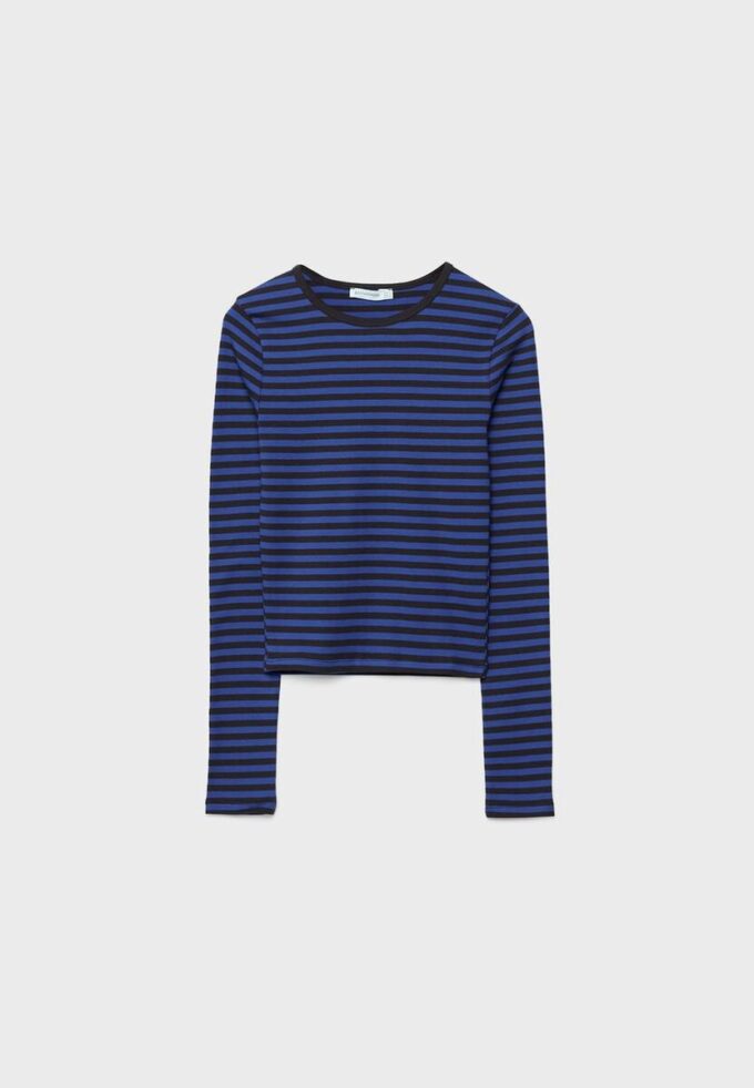 T-shirt basique à manches longues en coton rayé T-shirt basique à manches longues en coton rayé