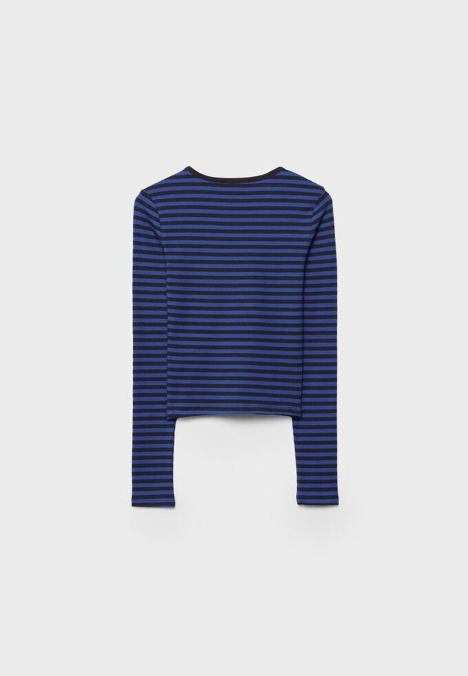 T-shirt basique à manches longues en coton rayé T-shirt basique à manches longues en coton rayé