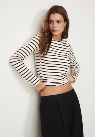 T-shirt basique à manches longues rayé