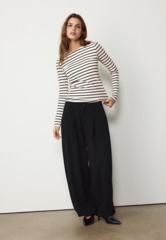 T-shirt basique à manches longues rayé