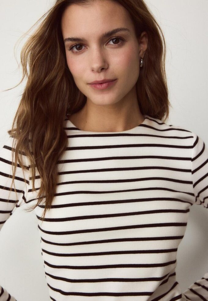 T-shirt basique à manches longues rayé