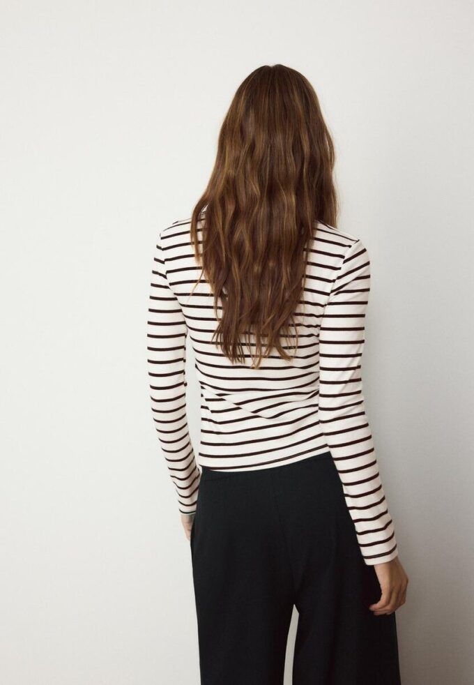T-shirt basique à manches longues rayé