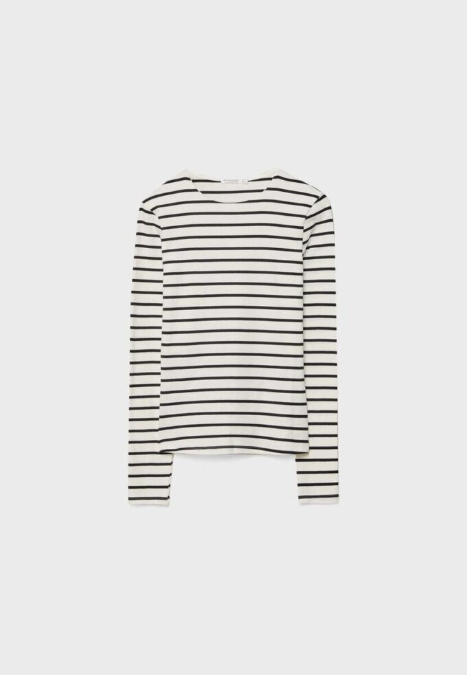 T-shirt basique à manches longues rayé
