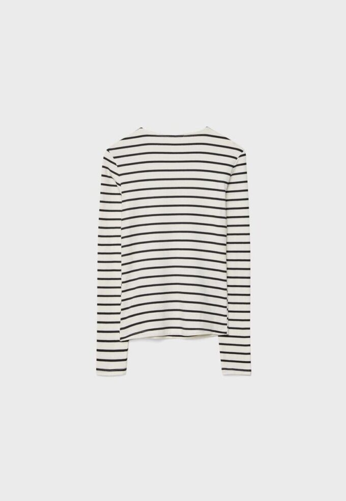 T-shirt basique à manches longues rayé