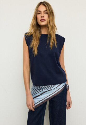 T-shirt basique à épaules rembourrées