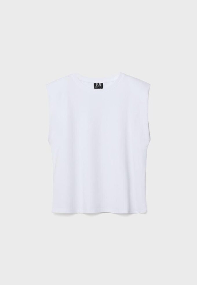 T-shirt basique à épaules rembourrées