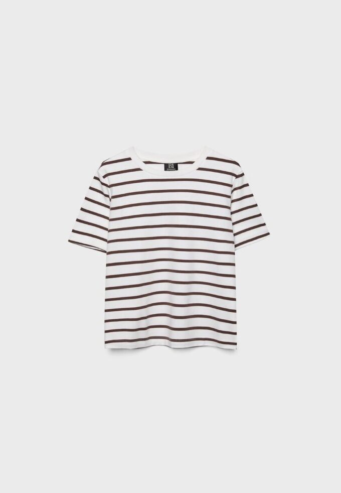 T-shirt basique à rayures, coupe classique, en tissu épais