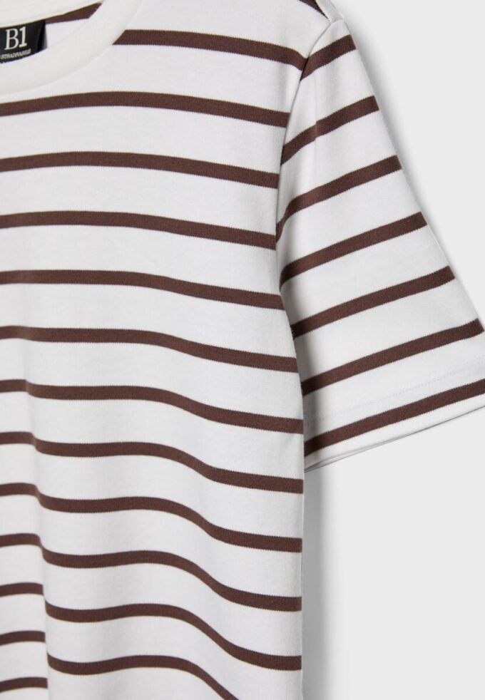 T-shirt basique à rayures, coupe classique, en tissu épais