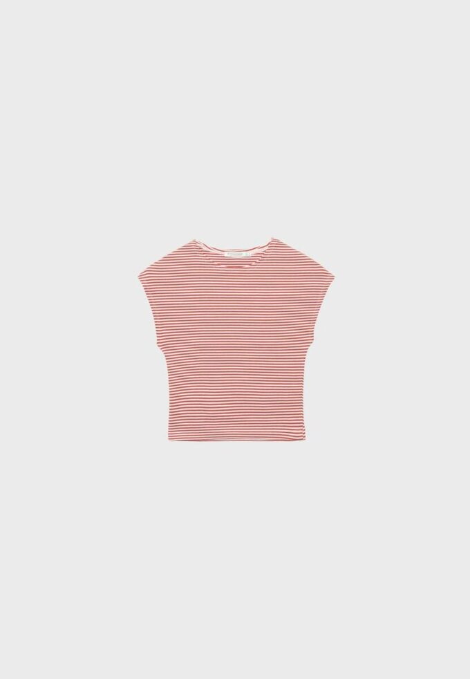 T-shirt basique à rayures et manches courtes