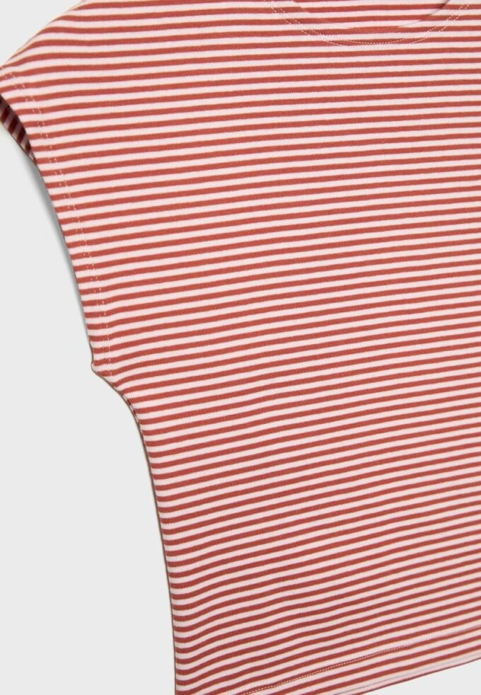 T-shirt basique à rayures et manches courtes