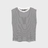 T-shirt basique à rayures et épaules rembourrées T-shirt basique à rayures et épaules rembourrées