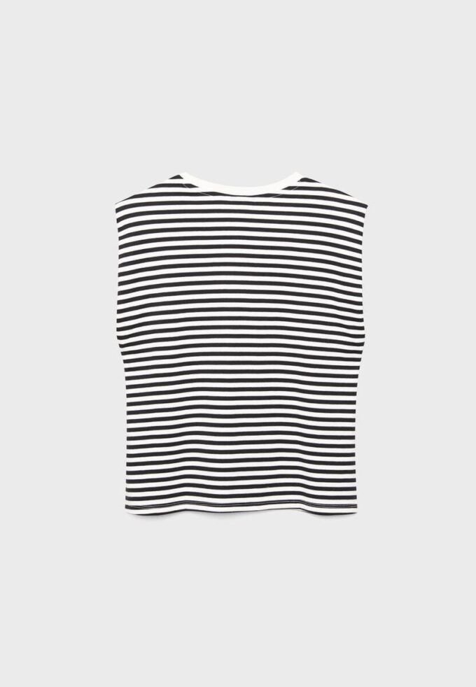 T-shirt basique à rayures et épaules rembourrées T-shirt basique à rayures et épaules rembourrées