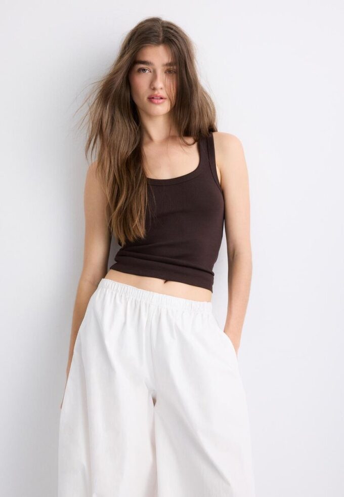 T-shirt à dos nageur côtelé