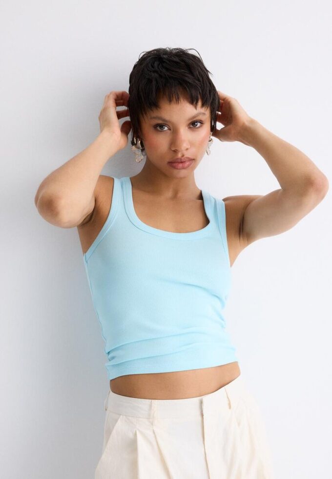 T-shirt à dos nageur côtelé T-shirt à dos nageur côtelé