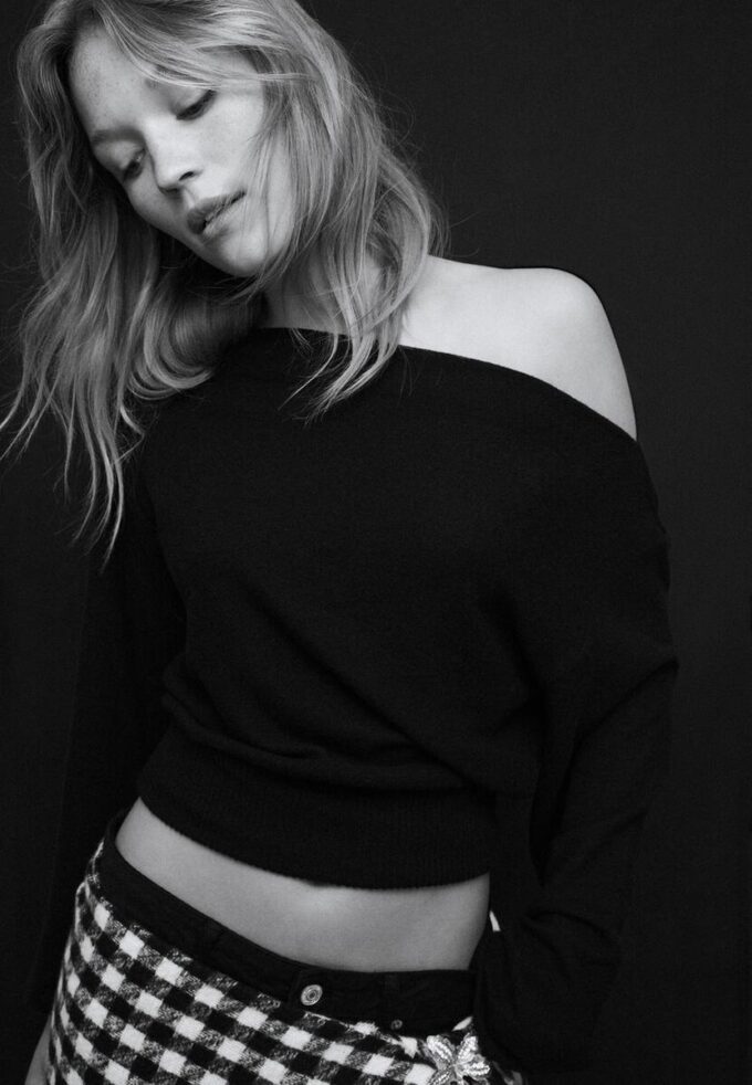 T-shirt en maille à col bateau avec ceinture