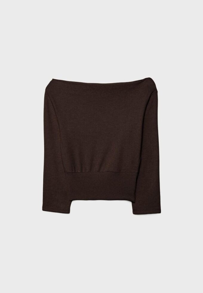 T-shirt en maille à col bateau avec ceinture